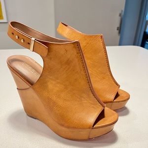Charles by Charles David Brown Leather Wedges